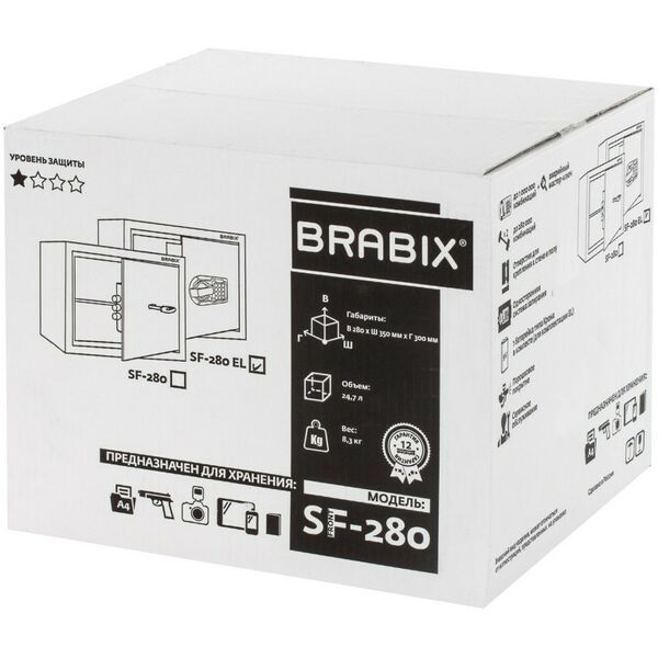 Сейфы и металлические шкафы: Сейф мебельный Brabix SF-280EL 280х350х300 мм, электронный замок, черный [S103BR212414] фотографии