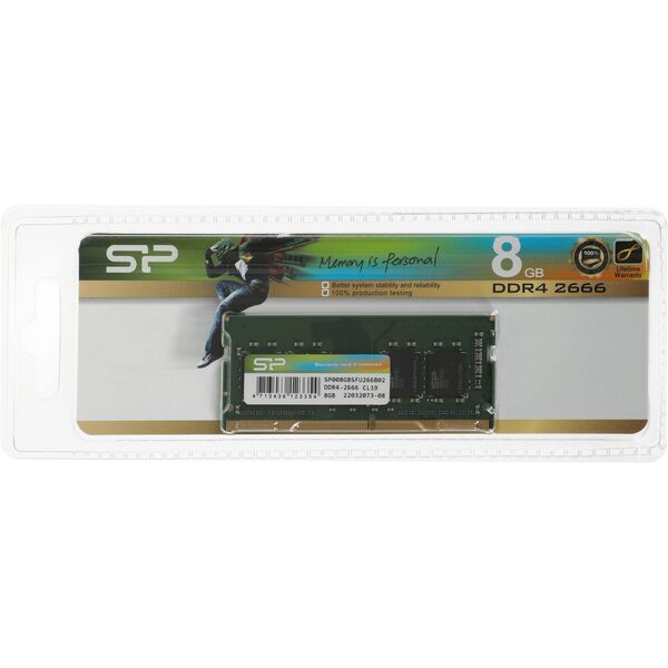 Купить Модуль памяти Silicon Power 8Gb DDR4 2666MHz PC4-21300 CL19 SO-DIMM 260-pin 1.2В single rank RTL [SP008GBSFU266B02] в интернет-магазине Irkshop.ru