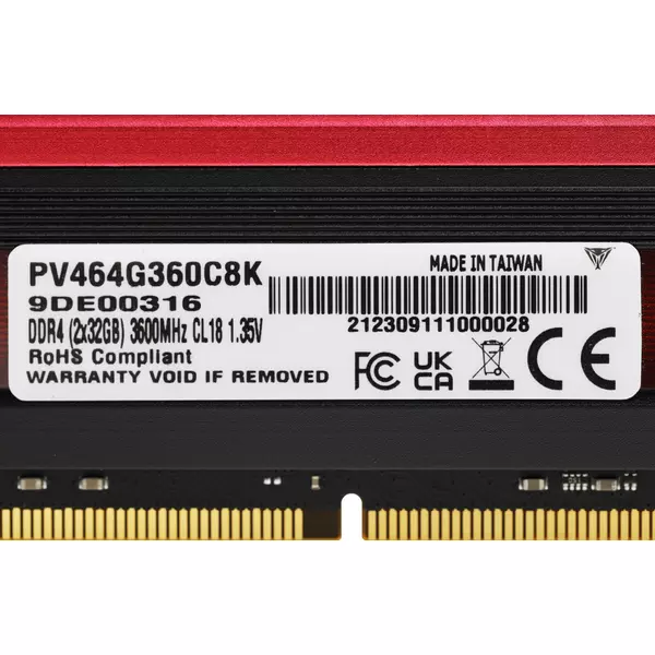 Купить Оперативная память Patriot Viper 4 64Gb Kit 2x32Gb DDR4 3600MHz PC4-28800 CL18 DIMM 288-pin 1.35В с радиатором RTL [PV464G360C8K], изображение 9 в интернет-магазине Irkshop.ru