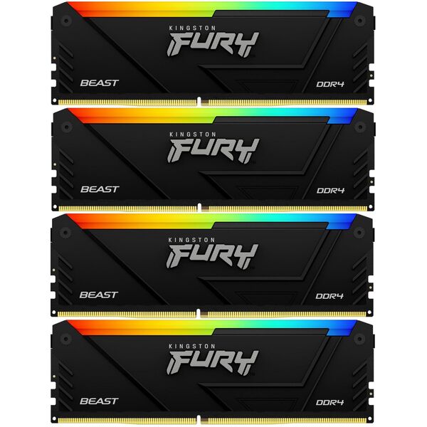 Купить Оперативная память Kingston Fury Beast Black RGB Gaming 128Gb Kit 4x32Gb DDR4 3200MHz PC4-25600 CL16 DIMM 288-pin 1.35В dual rank с радиатором RTL [KF432C16BB2AK4/128] в интернет-магазине Irkshop.ru