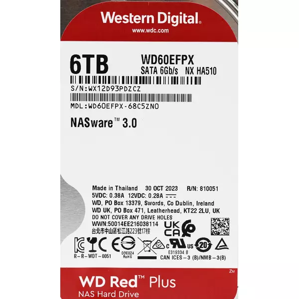 Купить Жесткий диск Western Digital 6Tb NAS Red Plus SATA-III 5640rpm 256Mb 3.5" [WD60EFPX], изображение 5 в интернет-магазине Irkshop.ru