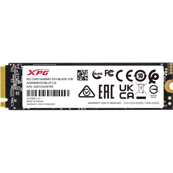 Купить SSD-накопитель AData 4Tb XPG Gammix S70 Blade PCIe 4.0 x4 M.2 2280 [AGAMMIXS70B-4T-CS] в интернет-магазине Irkshop.ru