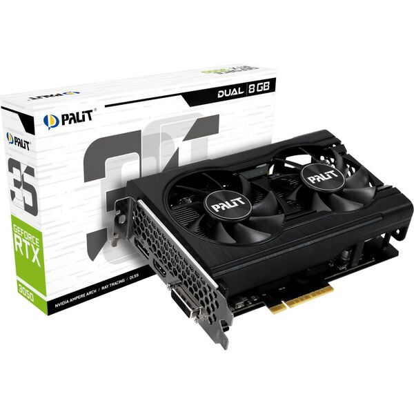 Купить Видеокарта Palit GeForce RTX 3050 8Gb PCI-E 4.0 128bit GDDR6 1552/14000 DVIx1 HDMIx1 DPx1 HDCP RTL (PA-RTX3050 DUAL NVIDIA) [NE63050018P1-1070D], изображение 7 в интернет-магазине Irkshop.ru