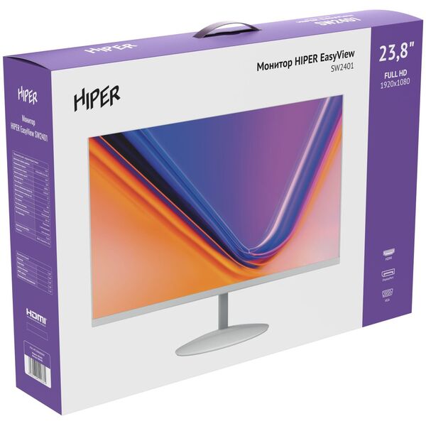 Купить ЖК-монитор Hiper EasyView SW2401 23.8" IPS LED 5ms 16:9 HDMI M/M матовая 250cd 178гр/178гр 1920x1080 75Hz FreeSync VGA DP FHD 3.5кг белый, изображение 20 в интернет-магазине Irkshop.ru