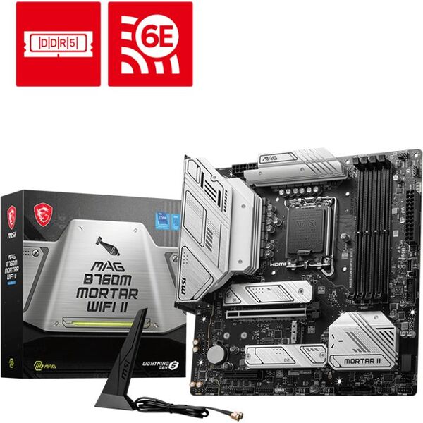 Купить Материнская плата MSI MAG B760M MORTAR WIFI II LGA1700 Intel B760 4xDDR5 mATX AC97 8ch(7.1) 2.5Gg+HDMI+DP, изображение 5 в интернет-магазине Irkshop.ru