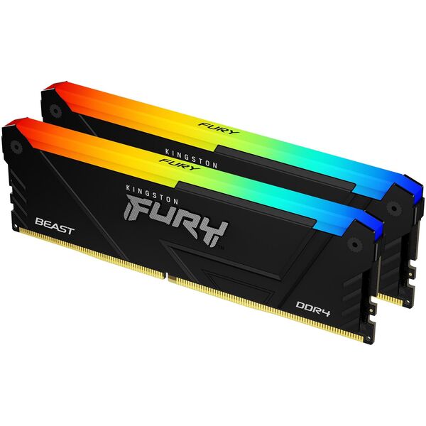 Купить Память Kingston Fury Beast RGB Gaming 32Gb Kit 2x16GB DDR4 3200MHz PC4-25600 CL16 DIMM 288-pin 1.35В kit single rank с радиатором RTL [KF432C16BB2AK2/32], изображение 2 в интернет-магазине Irkshop.ru