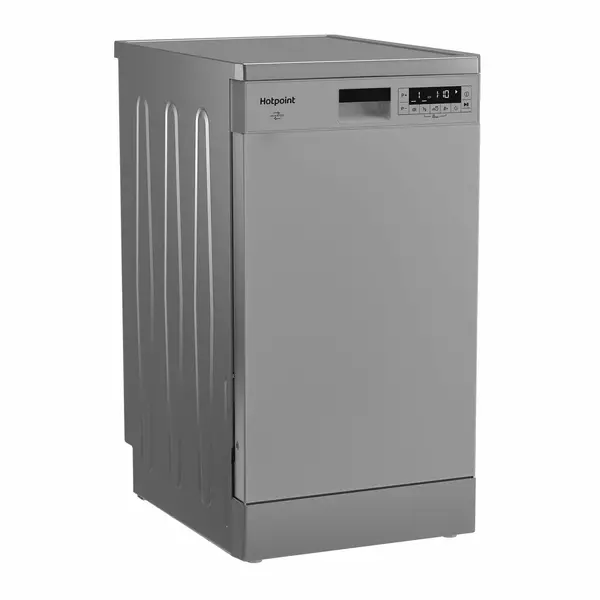 Купить Посудомоечная машина Hotpoint HFS 1C57 S серебристый, узкая, инвертер, изображение 2 в интернет-магазине Irkshop.ru