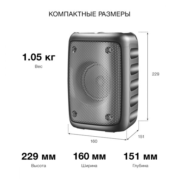 Купить Колонка портативная Hyundai H-PS1006 черный 30W 1.0 BT 10м 1500mAh, изображение 12 в интернет-магазине Irkshop.ru