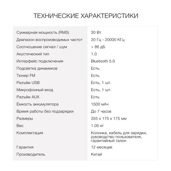 Купить Колонка портативная Hyundai H-PS1006 черный 30W 1.0 BT 10м 1500mAh, изображение 13 в интернет-магазине Irkshop.ru