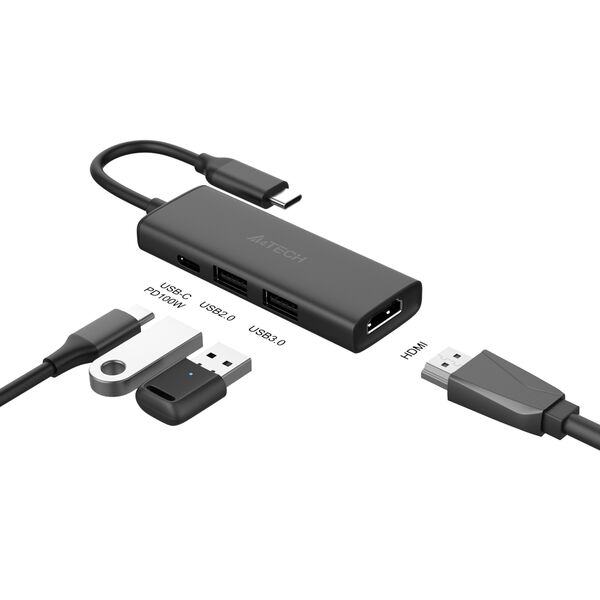 Купить Разветвитель A4-Tech DST-40C 2 порта USB-C, серый, изображение 2 в интернет-магазине Irkshop.ru