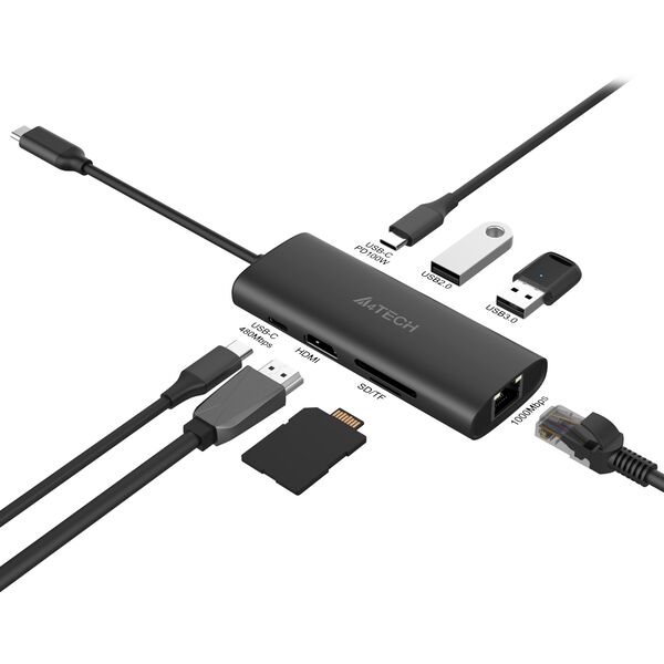 Купить Разветвитель A4-Tech DST-80C 2 порта USB-C, серый, изображение 8 в интернет-магазине Irkshop.ru