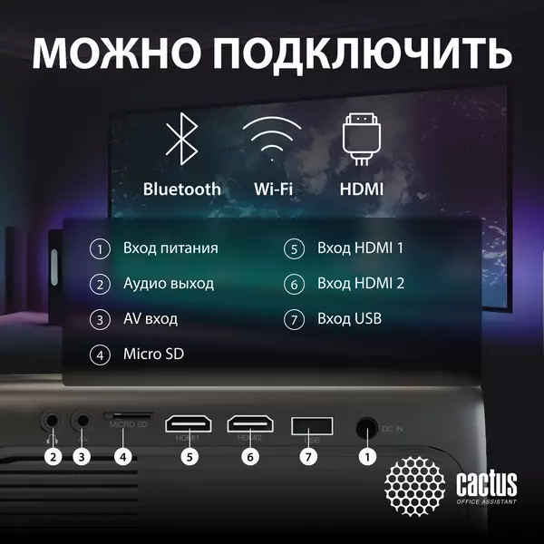 Купить Проектор Cactus CS-PRM.07B.WUXGA LCD, 3200Lm, 320Lm ANSI, 1920x1080, 1500:1, 50000 ч, 1xUSB, 3xHDMI, 1.16кг, изображение 4 в интернет-магазине Irkshop.ru