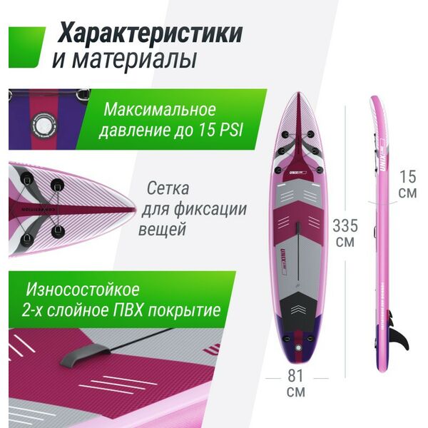 Купить SUP-борд UNIX line Pink Horizon 335см, изображение 4 в интернет-магазине Irkshop.ru