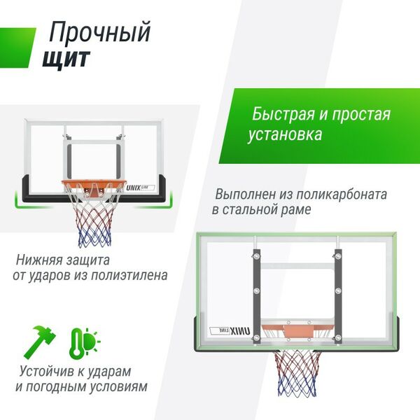 Баскетбол: Баскетбольный щит UNIX line B-Backboard-PC 50"x32" R45 фотографии