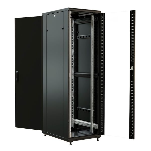 Купить Шкаф коммутационный напольный WRLINE WR-TT-3268-AS-RAL9004 32U 600x800мм пер.дв.стекл задн.дв.стал.лист 2 бок.пан. 800кг черный 710мм 1610мм IP20 сталь, изображение 5 в интернет-магазине Irkshop.ru