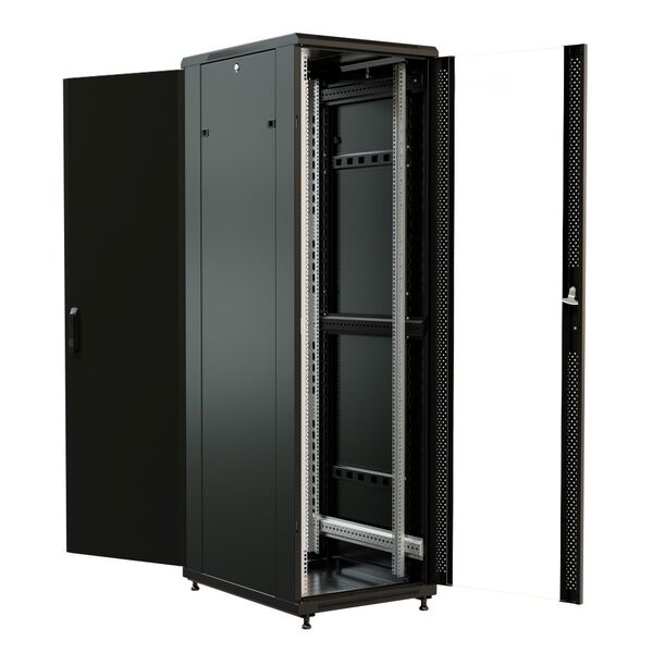 Купить Шкаф серверный напольный WRLINE WR-TT-4261-AS-RAL9004 42U 600x1000мм пер.дв.стекл задн.дв.стал.лист 2 бок.пан. 800кг черный 910мм 2055мм IP20 сталь, изображение 6 в интернет-магазине Irkshop.ru