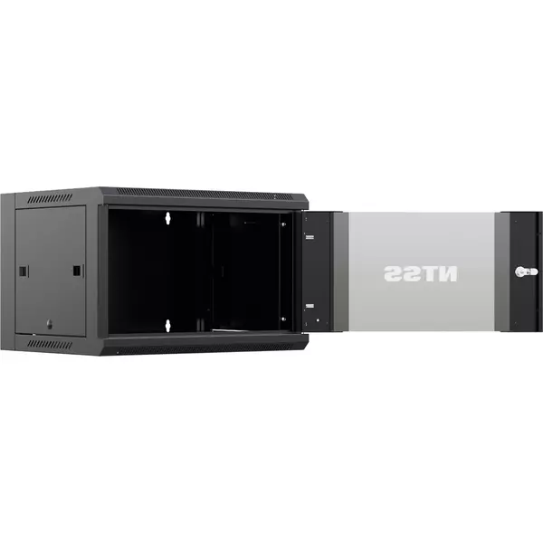 Купить Шкаф коммутационный настенный NTSS NTSS-W12U6045GS-BL 12U 570x450мм пер.дв.стекл 60кг черный 350мм 22.2кг 220град. 635мм IP20 сталь, изображение 5 в интернет-магазине Irkshop.ru