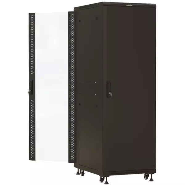 Купить Шкаф серверный напольный Hyperline TTBR-3268-AS-RAL9004 32U 600x800мм пер.дв.перфор. задн.дв.спл.стал.лист 2 бок.пан. 1000кг черный 710мм 94.5кг 1610мм IP20 сталь, изображение 2 в интернет-магазине Irkshop.ru