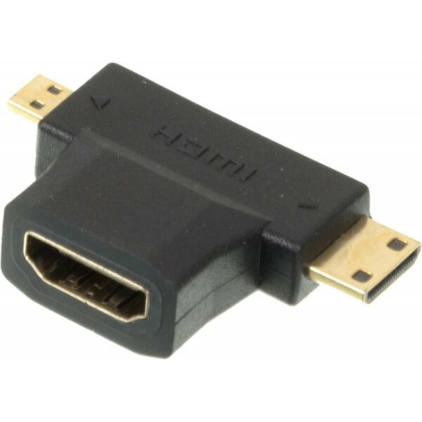 Купить Переходник аудио-видео  HDMI (f)/Micro HDMI (m)/Mini HDMI (m) черный в интернет-магазине Irkshop.ru