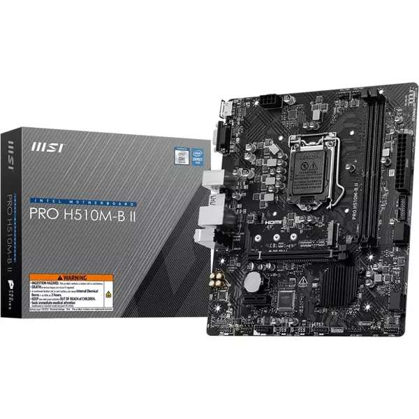 Купить Материнская плата MSI PRO H510M-B II (10Gen only) Soc-1200 Intel H470 2xDDR4 mATX AC`97 8ch(7.1) GbLAN+VGA+HDMI, изображение 3 в интернет-магазине Irkshop.ru