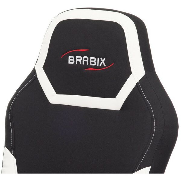 Стулья и кресла: Кресло компьютерное Brabix Alpha GM-018 ткань/экокожа, черное/белое [532640] фотографии
