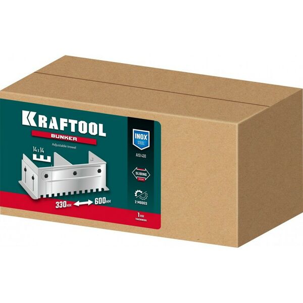 Раздвижная гребенка для плитки KRAFTOOL BUNKER зуб 14*14 мм до 600 мм, нерж. сталь [0808-14] фотографии