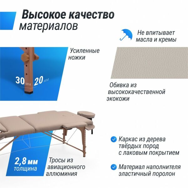 Массажный стол UNIX Med Serenity 3 Section Grey фотографии