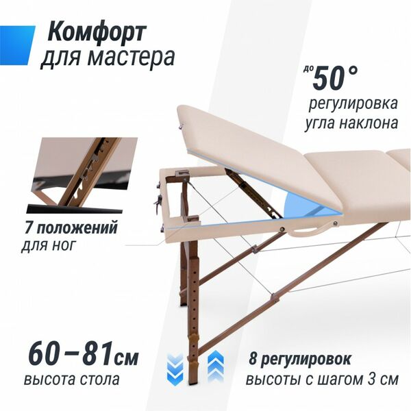 Массажный стол UNIX Med Standard 3 Section Beige фотографии