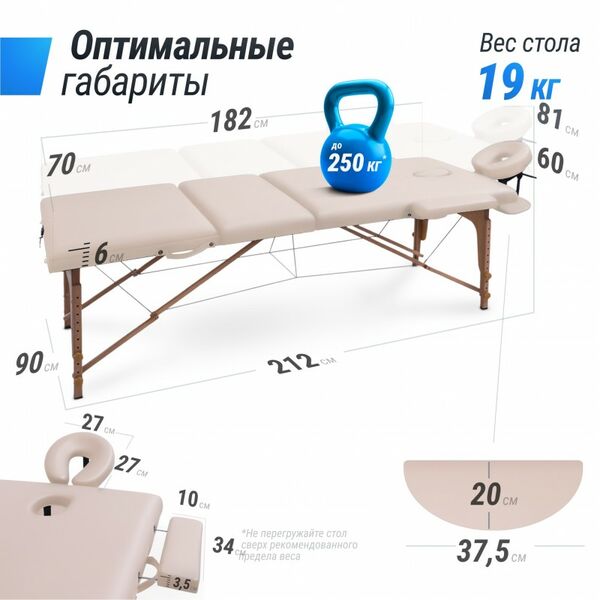 Массажный стол UNIX Med Standard 3 Section Beige фотографии