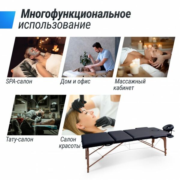 Массажный стол UNIX Med Standard 3 Section Black фотографии