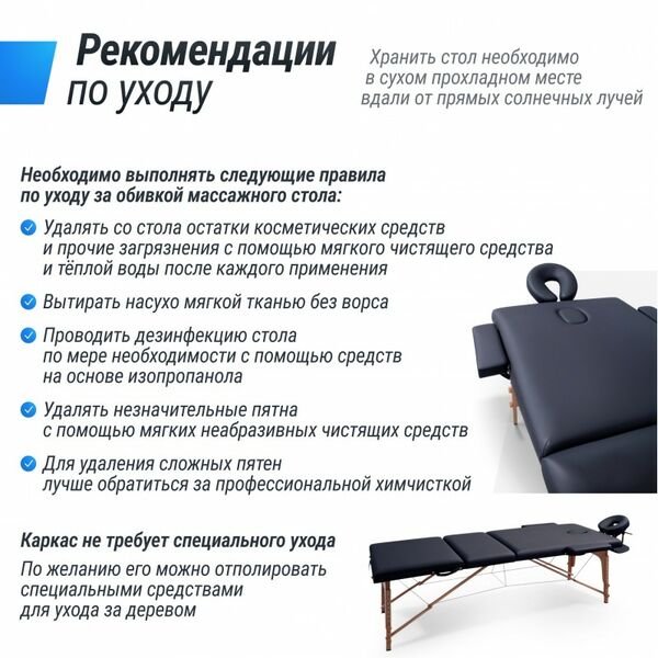 Массажный стол UNIX Med Standard 3 Section Black фотографии