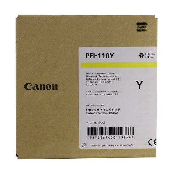 Для Canon (оригинал): Картридж Canon PFI-110Y Yellow для iPF TX-2000/3000/4000 фотографии