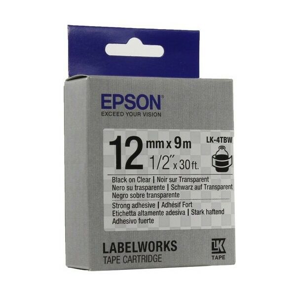 Для Epson (оригинал): Термотрансферная лента Epson LK-4TBW 12мм x 9м, Black on Clear [C53S654015] фотографии