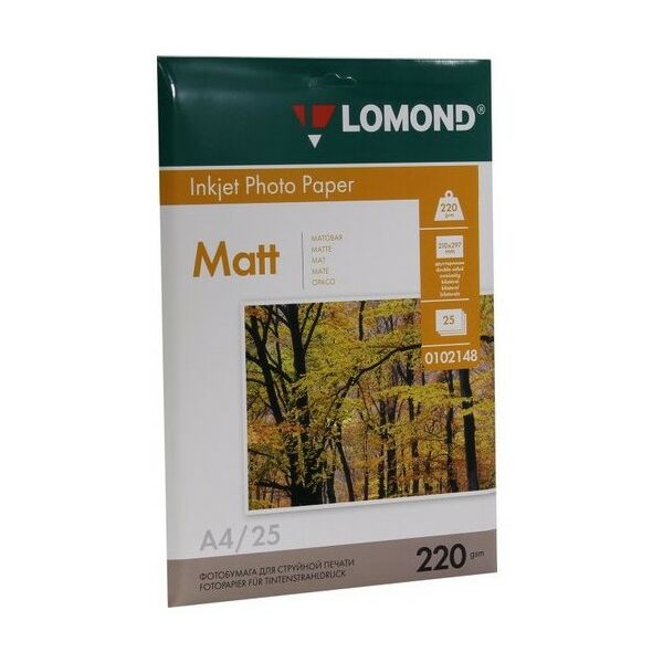 Бумага Lomond: Бумага Lomond 0102148 A4, 25 листов, 220 г/м2, матовая двусторонняя фотографии