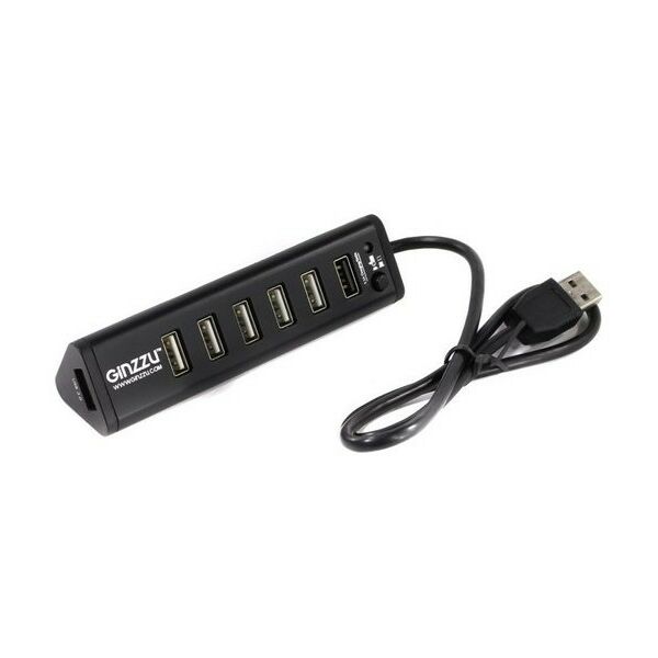 USB концентраторы (USB hub): Разветвитель Ginzzu GR-315UAB 1-port USB3.0+6-port USB2.0 Hub  + б.п. фотографии