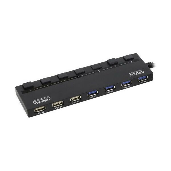 USB концентраторы (USB hub): Разветвитель Ginzzu GR-388UAB 4-port USB3.0 + 3-port USB2.0  Hub +Б.п. фотографии