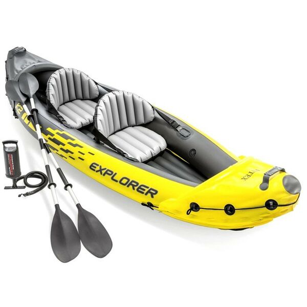 Лодки: Лодка Intex Explorer K2 2 местная, 312 х 91 х 51 см, алюминиевые вёсла 213 см, насос, 2 сиденья, до 180 кг [68307NP] фотографии