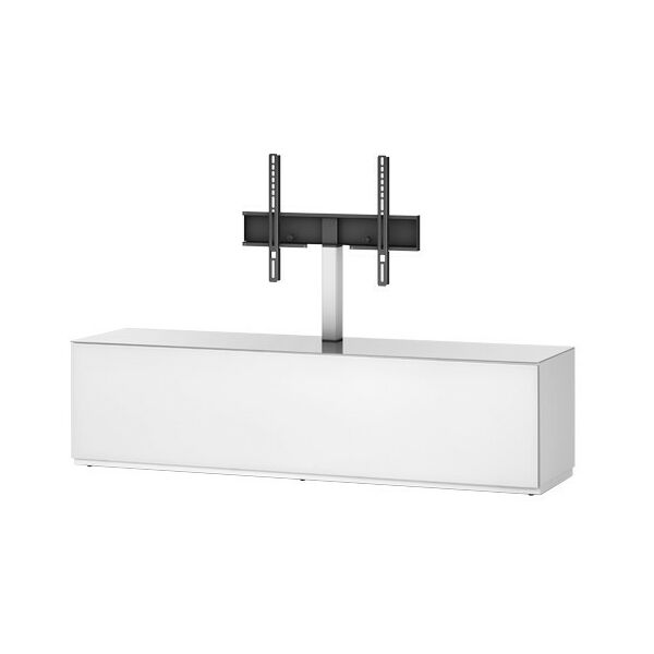 Тумбы и стойки для телевизоров: Стойка под телевизор Sonorous ST 161F WHT WHT BS нагрузка 40кг, крепеж для ТВ, угол поворота 35o, 870х1650х450мм,  белое стекло /  ножка стального цвета/ белые ящик фотографии