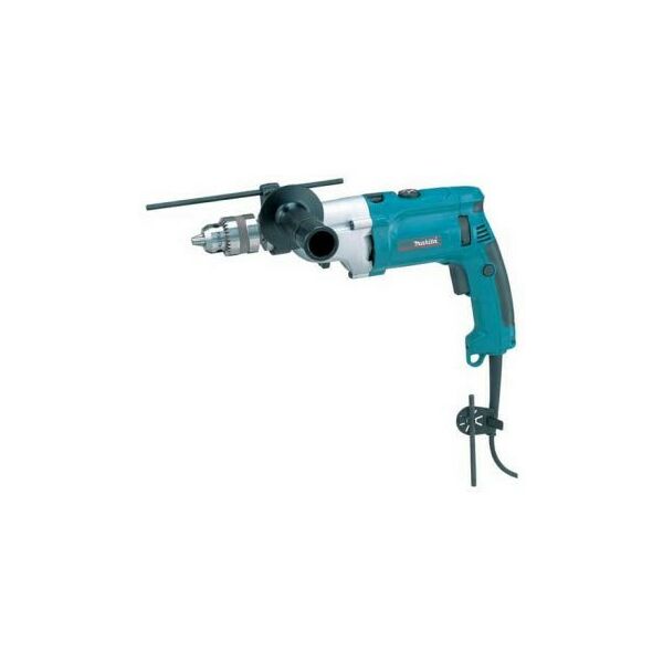 Дрели и шуруповерты: Ударная дрель Makita HP2070 1010 Вт, 2900 об/мин, 13 мм, 2 скорости, регулятор, реверс, ключ, кейс фотографии