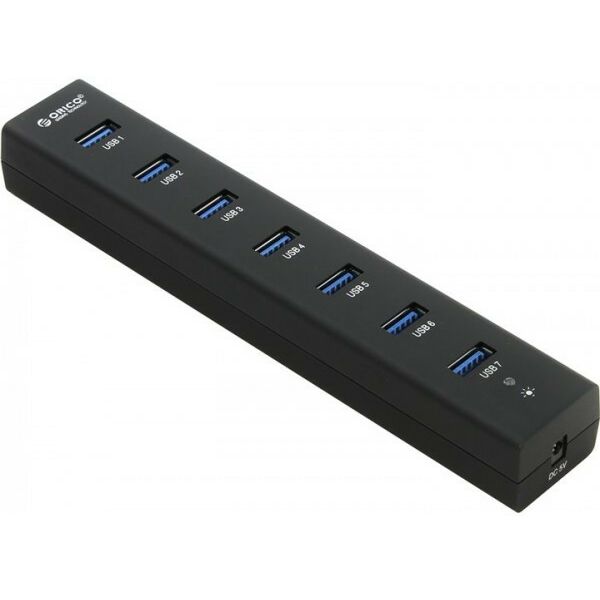 USB концентраторы (USB hub): USB концентратор Orico H7013-U3-BK 7-Port USB3.0 HUB + б.п. фотографии