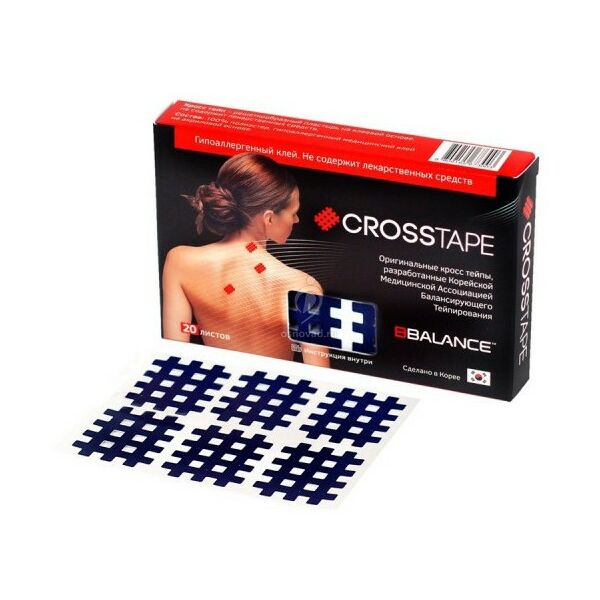Тейпирование: Тейп-кросс BBTape CROSS TAPE тип B, 2.8см.  х 0,036м. , синий, 20 листов фотографии