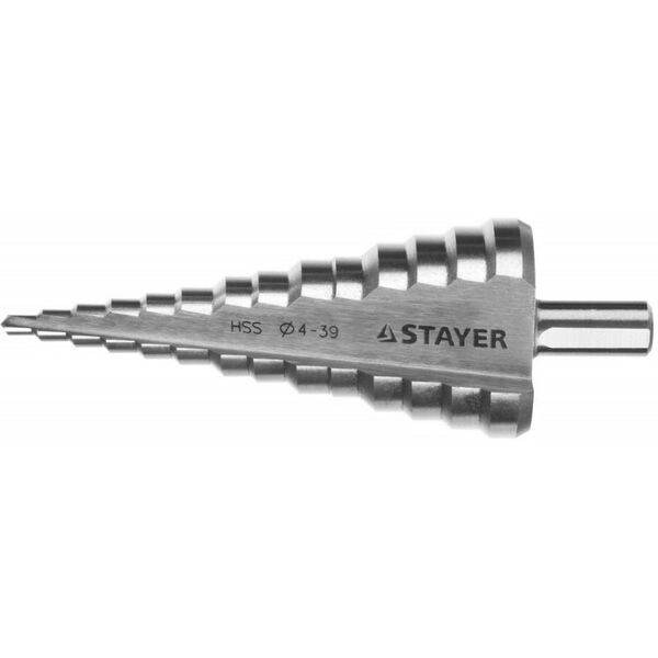 Буры, пики, коронки, сверла: Сверло ступенчатое STAYER 29660-4-39-14 4-39мм, 14 ступеней, STAYER фотографии