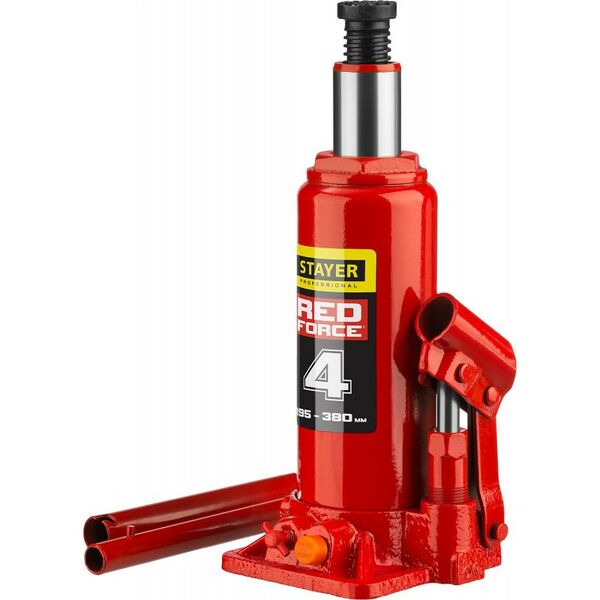Домкраты: Домкрат бутылочный гидравлический STAYER RED FORCE 4т 195-380мм [43160-4] фотографии