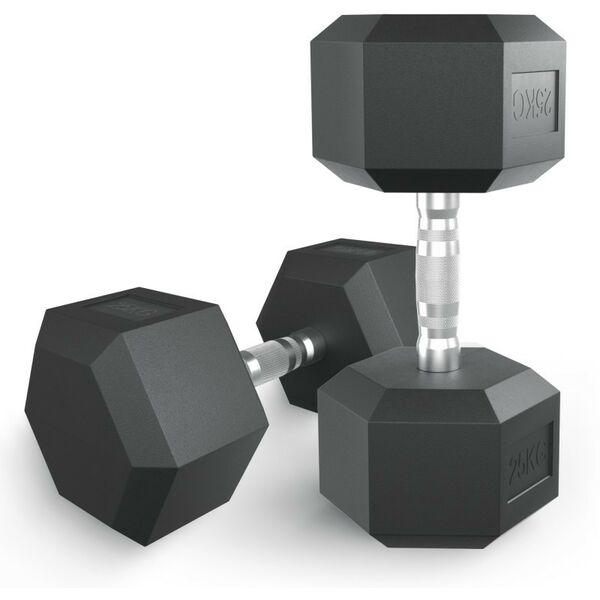 Гантели: Гантель гексагональная UNIXFIT 25 кг обрезиненная, пара фотографии