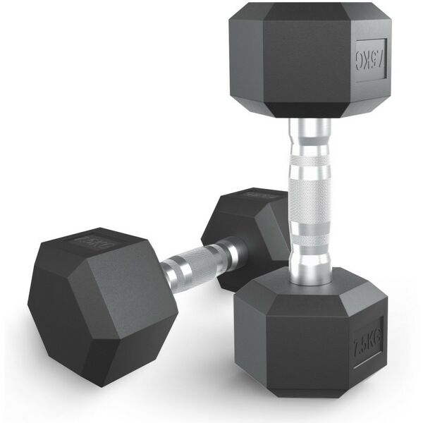 Гантели: Гантель гексагональная UNIXFIT 7,5 кг обрезиненная, пара фотографии