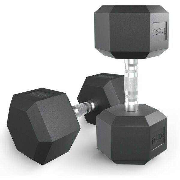 Гантели: Гантель гексагональная UNIXFIT 17,5 кг обрезиненная, пара фотографии