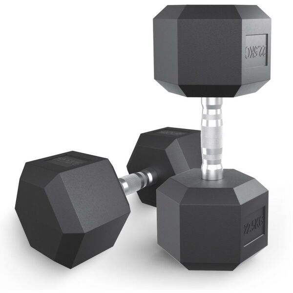 Гантели: Гантель гексагональная UNIXFIT 22,5 кг обрезиненная, пара фотографии