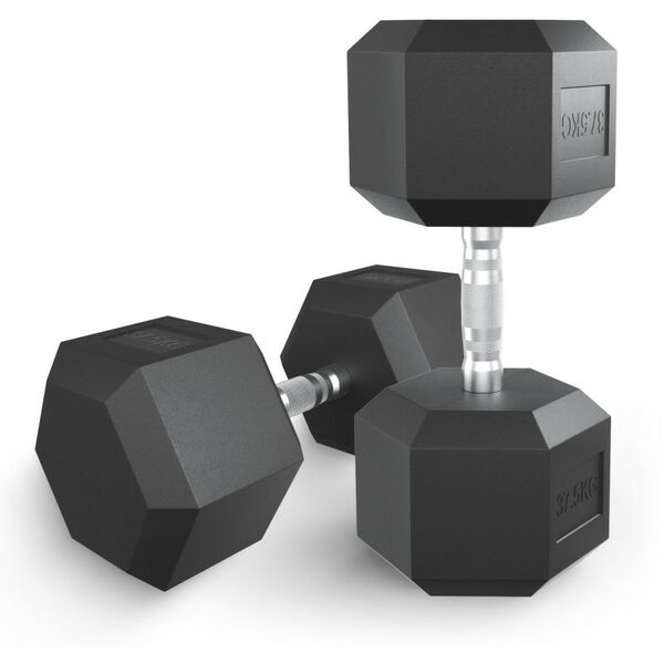 Гантели: Гантель гексагональная UNIXFIT 37,5 кг обрезиненная, пара фотографии