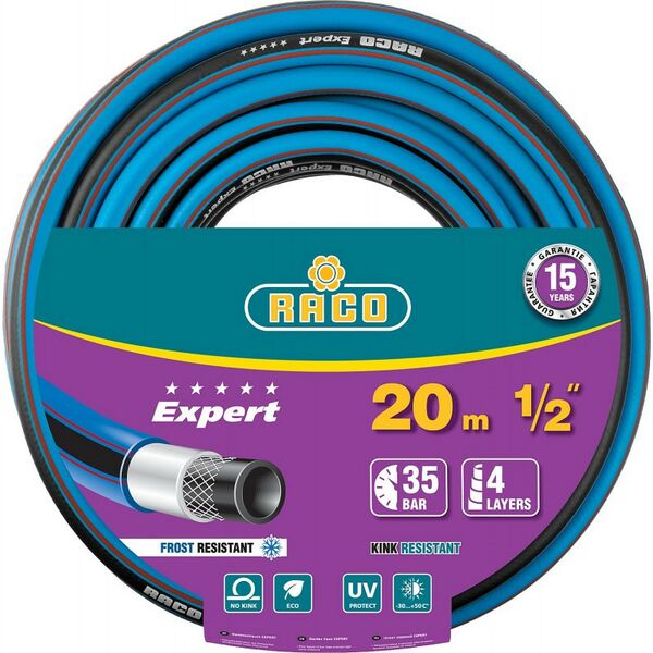 Шланги, системы водопровода и автополива: Поливочный шланг RACO EXPERT 1/2" 20 м 35 атм, четырёхслойный, армированный [40302-1/2-20] фотографии