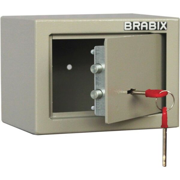 Сейфы и металлические шкафы: Сейф мебельный Brabix D-14m 145х200х150 мм, 3 кг, ключевой замок, крепление к стене фотографии